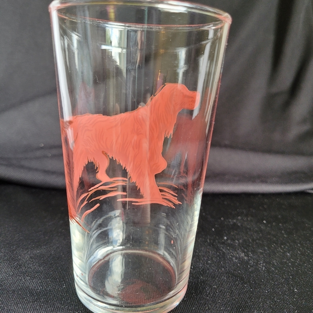 Vintage Single Red Irish Setter Dog Drinking Juice Glass Approx 5x2.5"